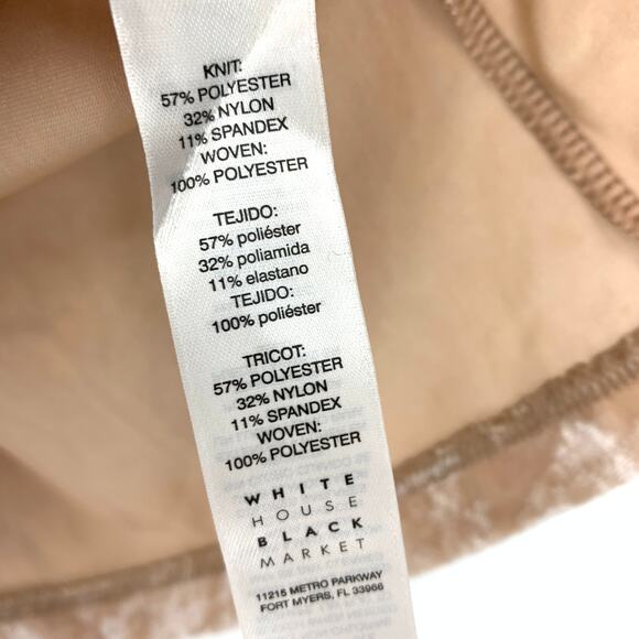 White House Black Market Women's Sz MP Velvet Flounce Top Antique Blush *NO BELT - Picture 6 of 7